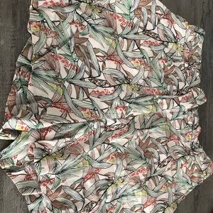 Tropical print high waisted shorts